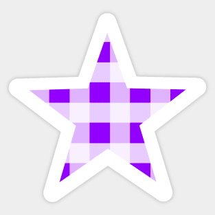 Purple and White Buffalo Plaid Star Sticker